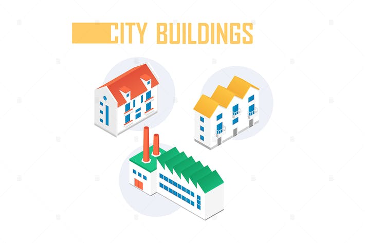 City buildings - colorful isometric elements