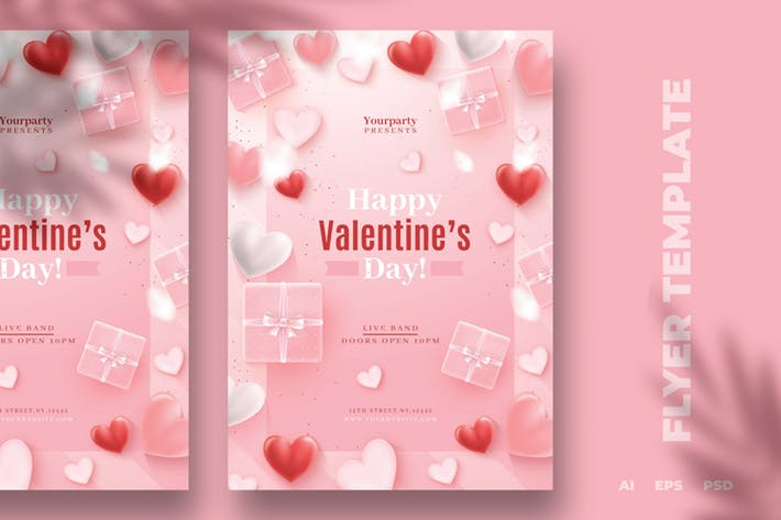 Pink Valentine's Day Flyer Template