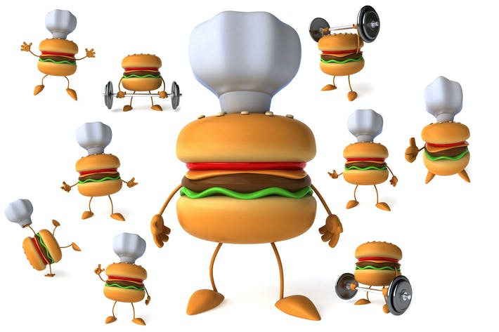 10 fun cartoon Hamburgers !
