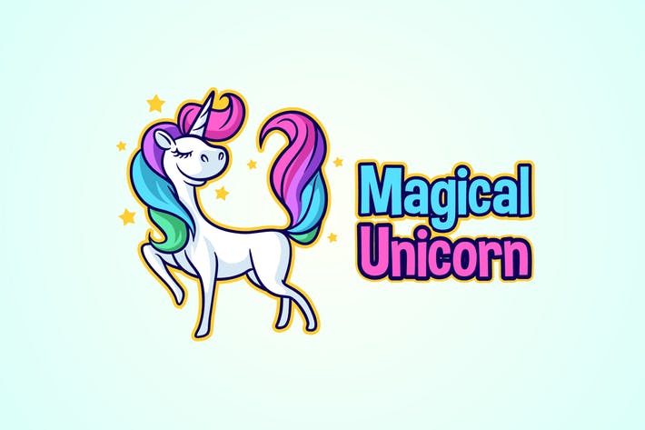 Magical Unicorn Character Mascot Logo