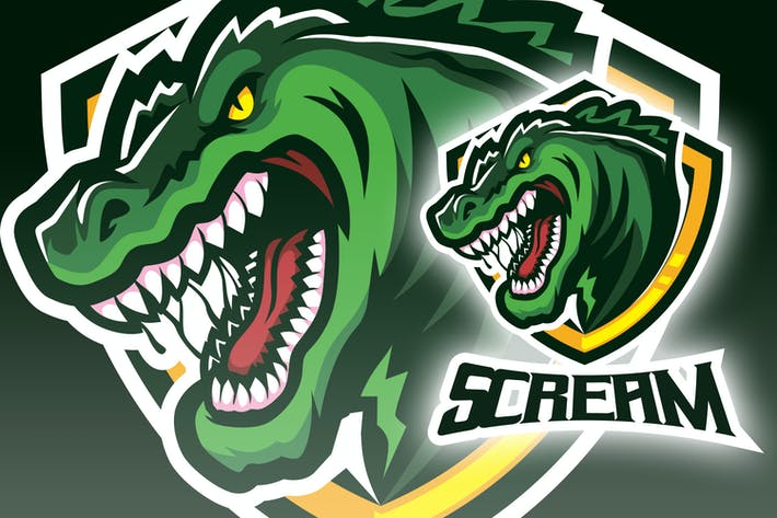 Giant Lizard Monster Head Esport Logo