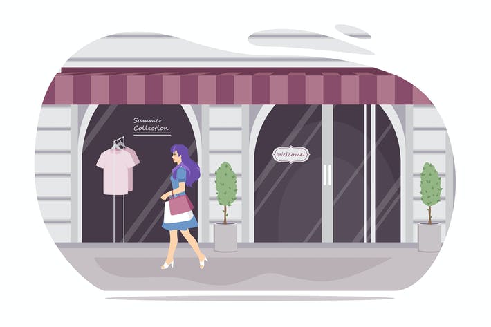 Girl walking with shopping bags