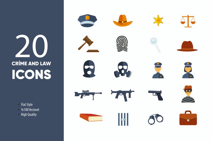 Crime and Law Flat Icons