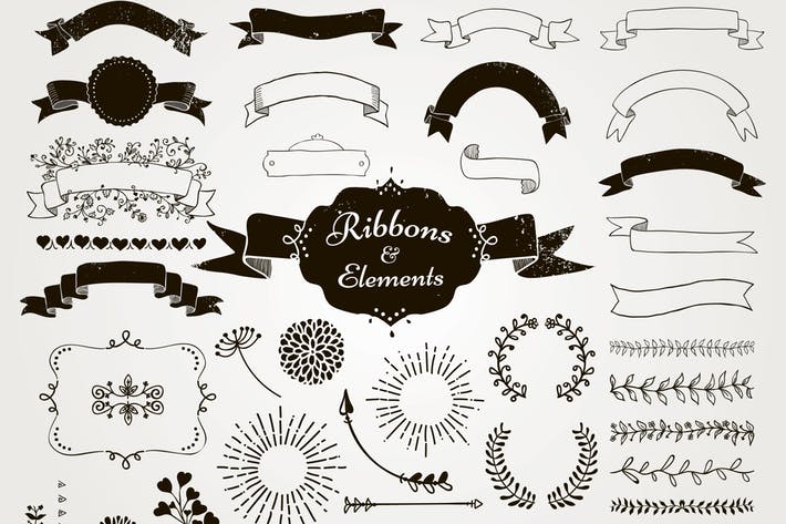 Drawn Ribbons and Design Elements