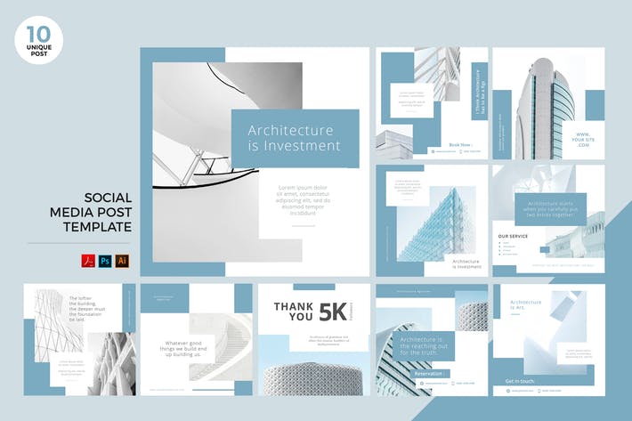 Architecture Social Media Kit PSD & AI Template