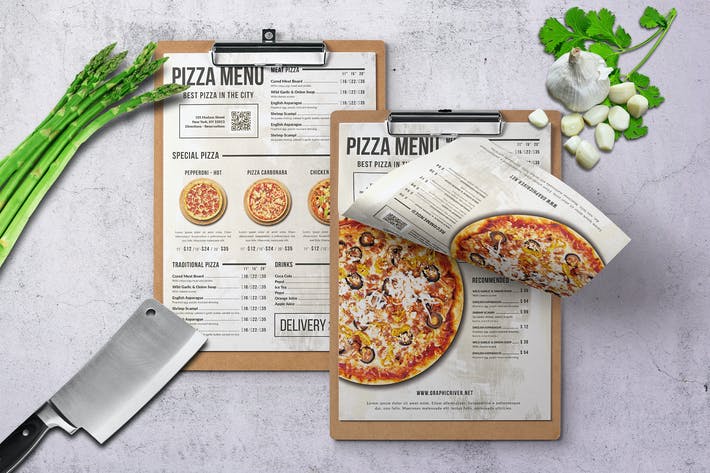 Pizza Elegant Trifold Menu A4 & US Letter
