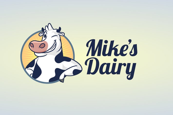 Mike's Dairy Farm - Cow Mascot Logo