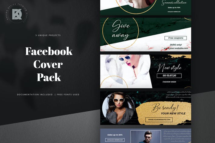 Gold Brush Fashion Facebook Cover Pack
