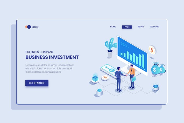 Business Investment  Isometric Concept Langding