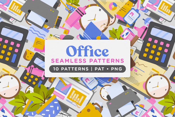 Office Inventory Seamless Patterns