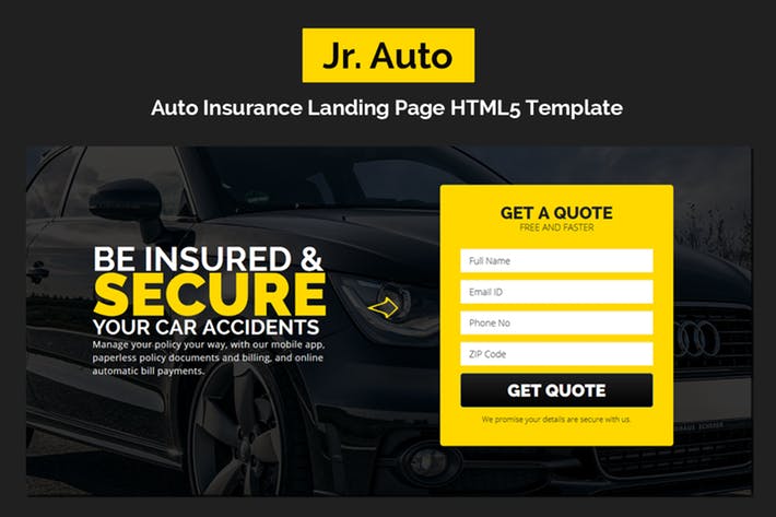 Jr. Auto Insurance Landing Page - Responsive HTML5