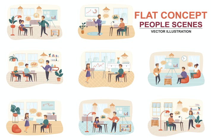 Collection Business Flat Concept People Scenes
