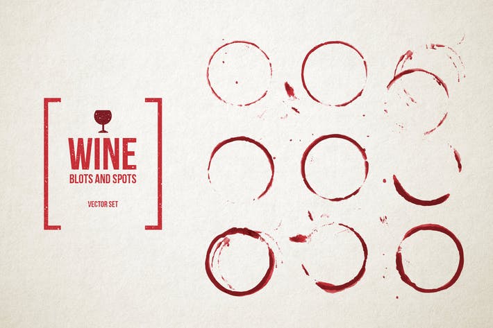 Red Wine Stains Vector Set