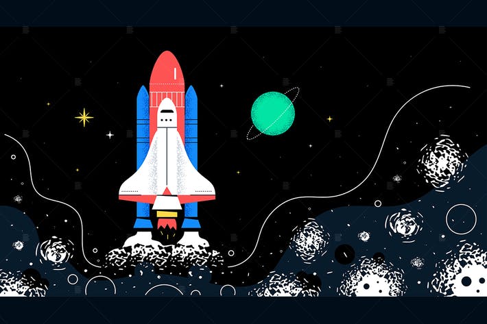 Outer space - flat design style illustration