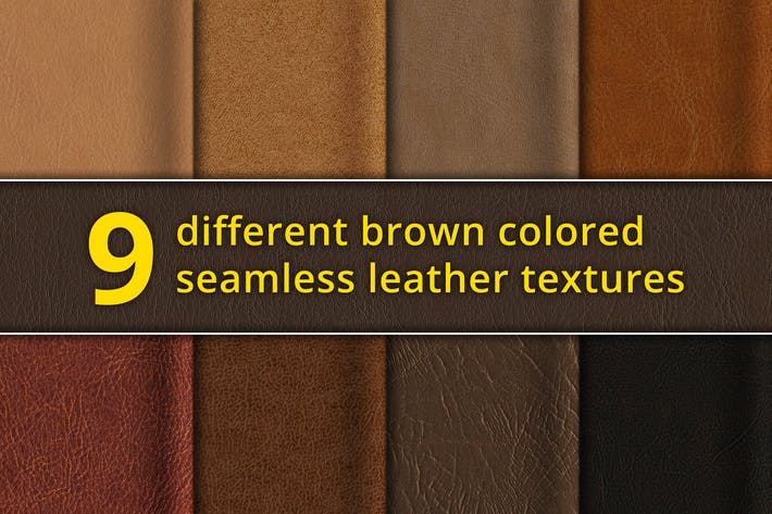 Set of 9 seamless brown leather textures