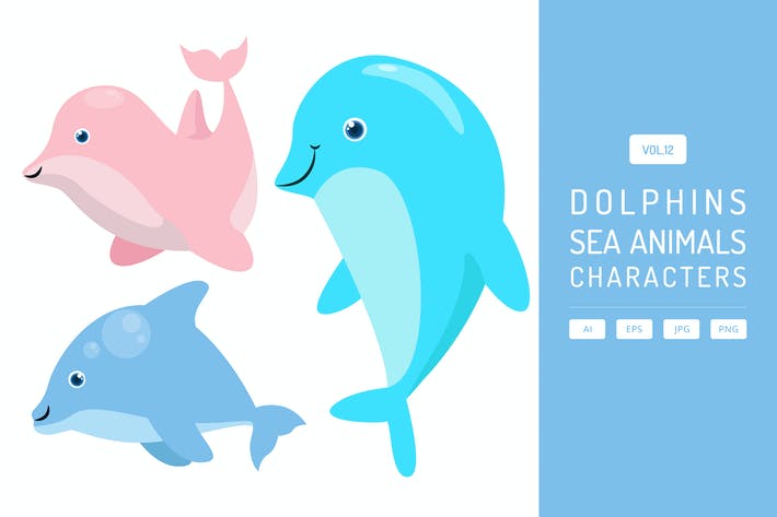Cute Dolphins - Sea Animals Characters Vol.12