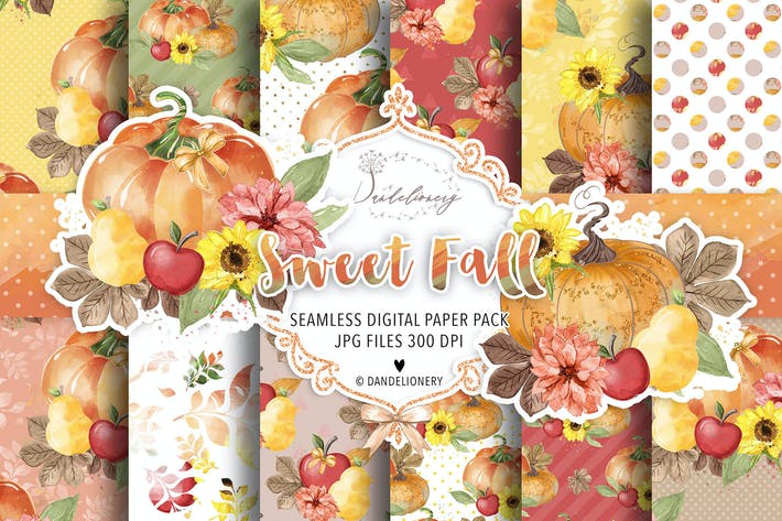 Sweet Fall Pumpkin digital paper pack