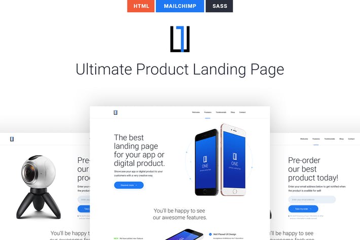 One - HTML Product Landing Page