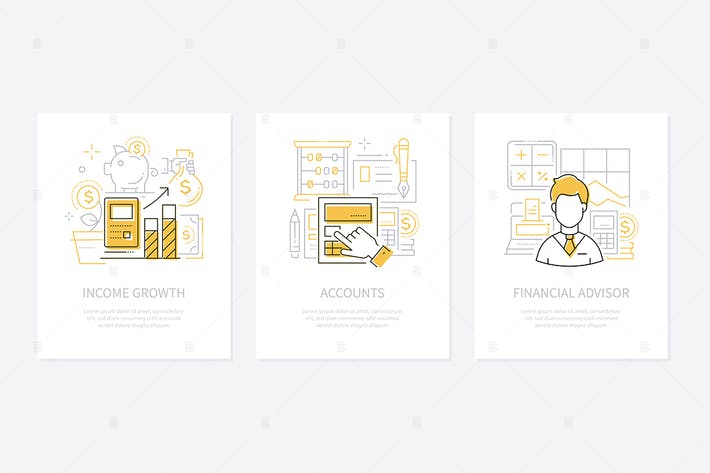 Analytics and finance - line design style banners