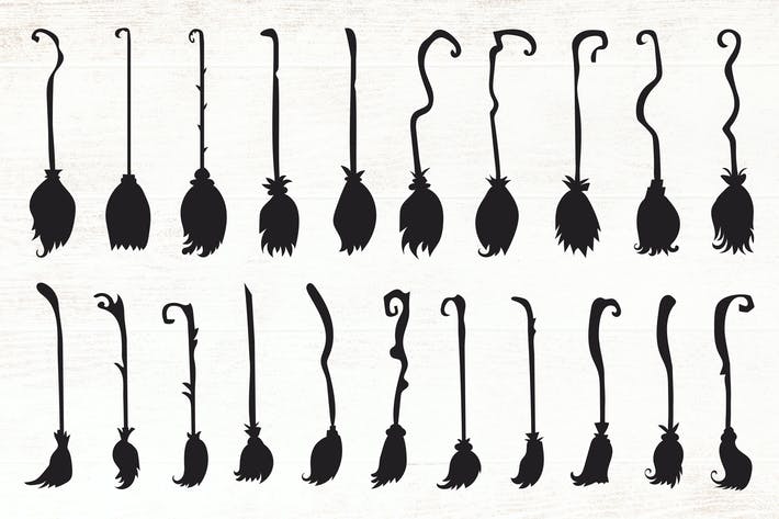 Broomsticks - Halloween Witch Broomstick Cliparts