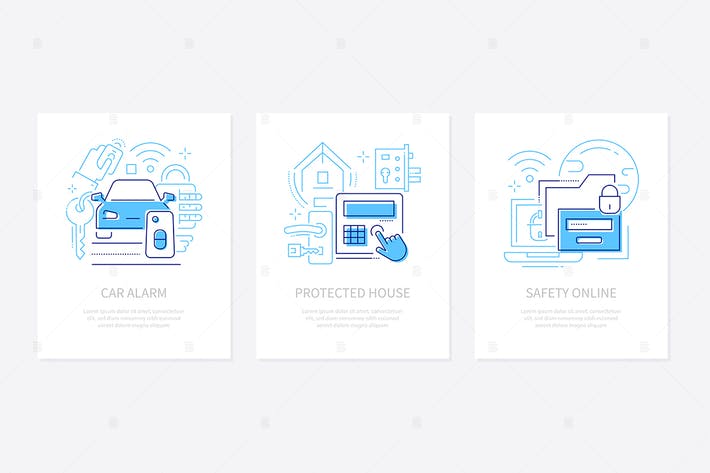 Protection and security - line design style banner