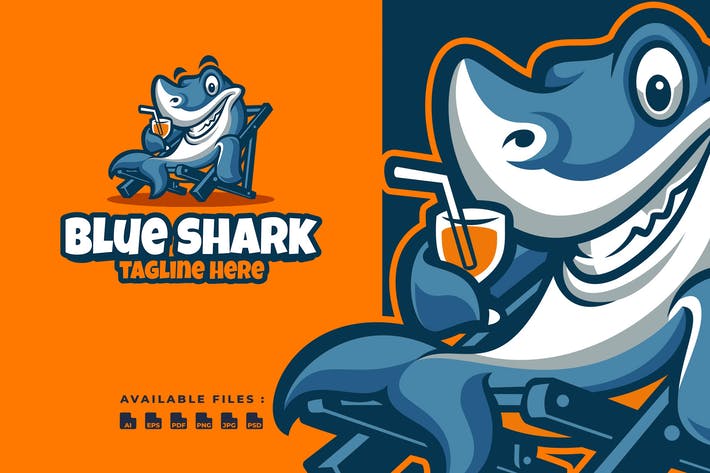 Blue Shark Cartoon Logo