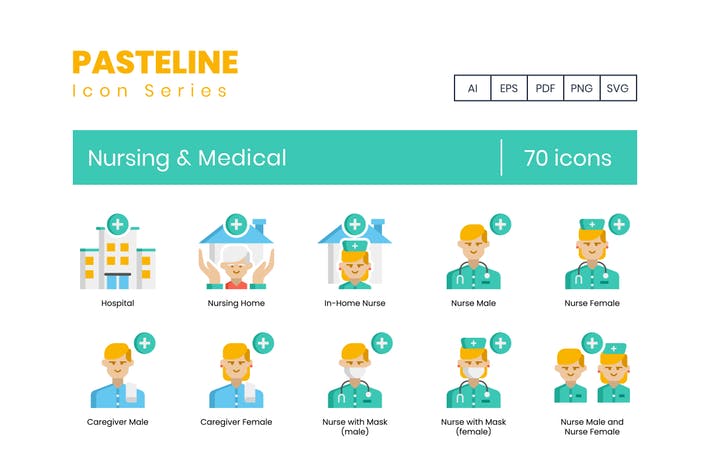 70 Nursing & Medical Flat Icons