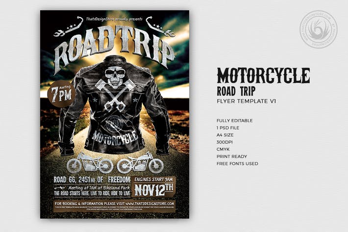 Motorcycle Road Trip Flyer Template