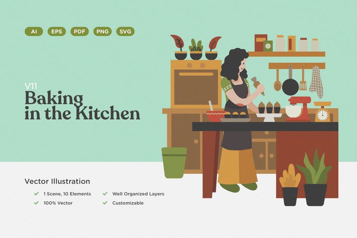 Baking in the Kitchen Illustration