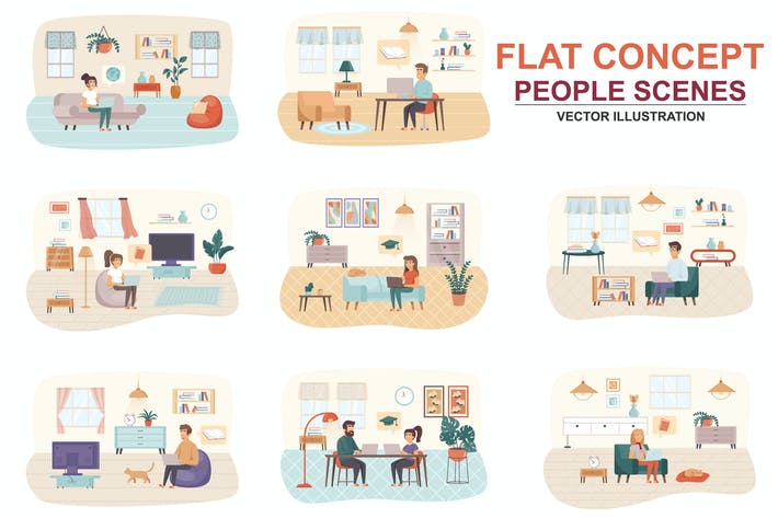 Collection Education Flat Concept People Scenes