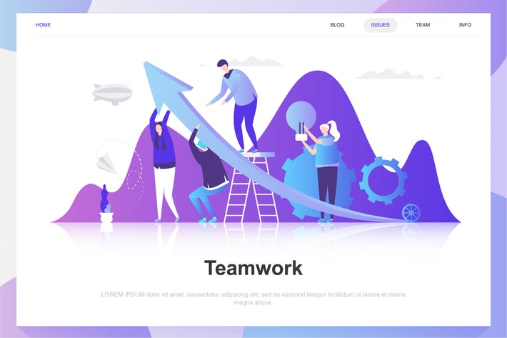 Teamwork Flat Concept