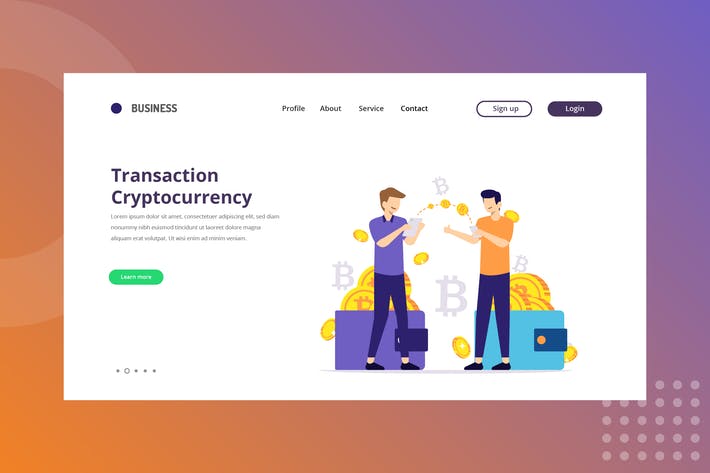 Transaction Cryptocurrency Landing Page