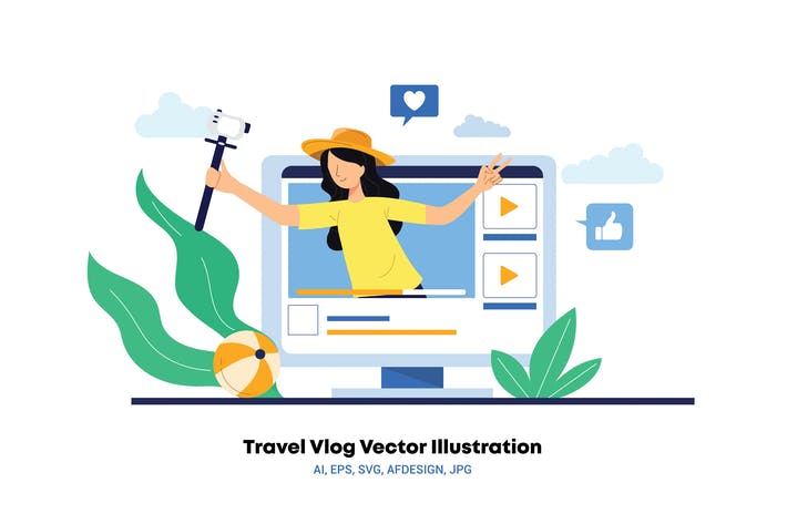 Travel Vlog Vector Illustration