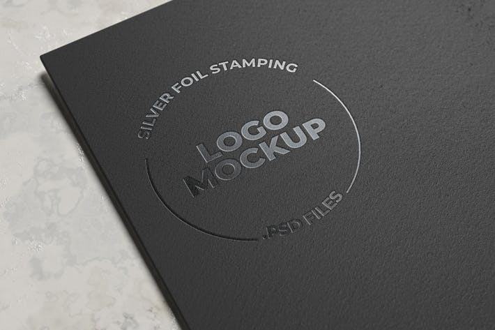 Silver Foil Stamping Logo Mockup