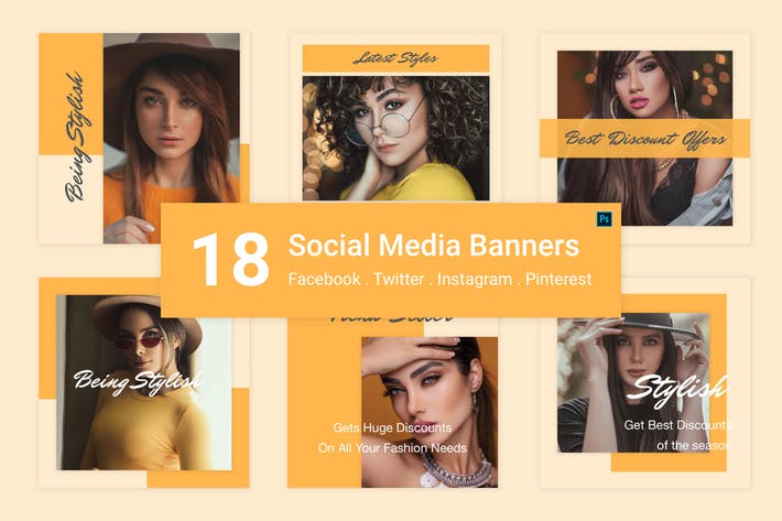 18 Social Media Banners Kit (Vol. 3) in Photoshop