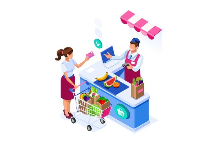 Supermarket Buy Concept Goods Vector