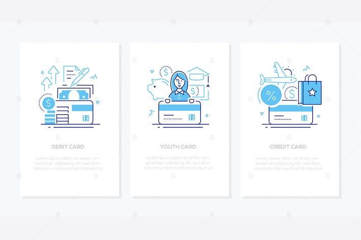 Banking operations - line design style banners set