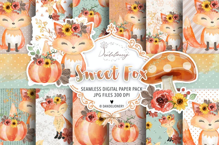 Sweet Fox digital paper pack