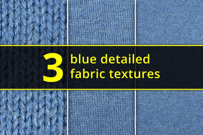 Set of high resolution 3 blue fabric textures