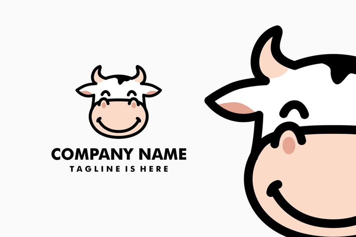 Cow Head Cartoon Logo