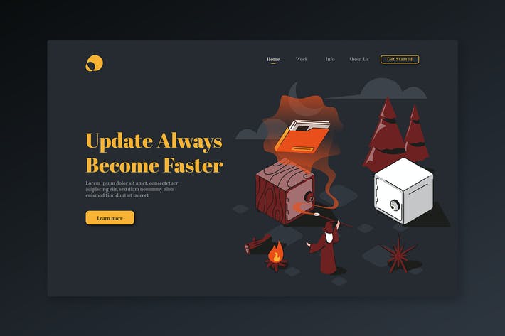 Update Always Become Faster-Isometric Landing Page