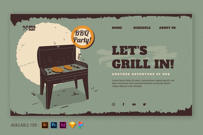 Let's Grill In - Vintage Web Illustration