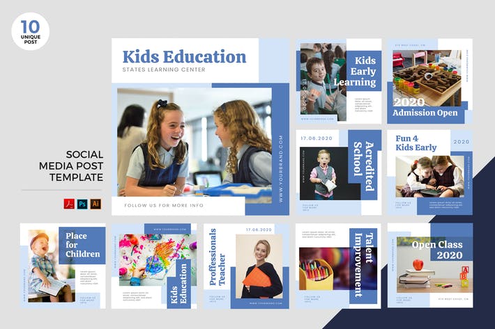 Children Education Social Media Kit PSD & AI