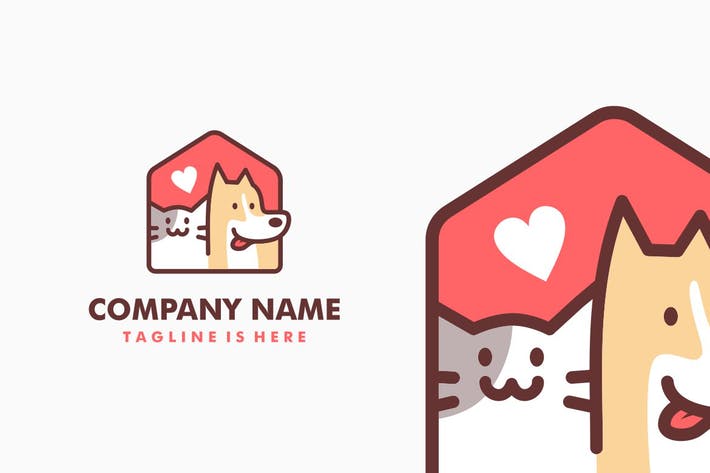 Dog Cat Pet House Logo