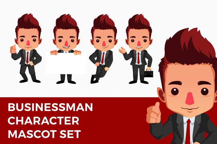Business Man Mascot Character Set