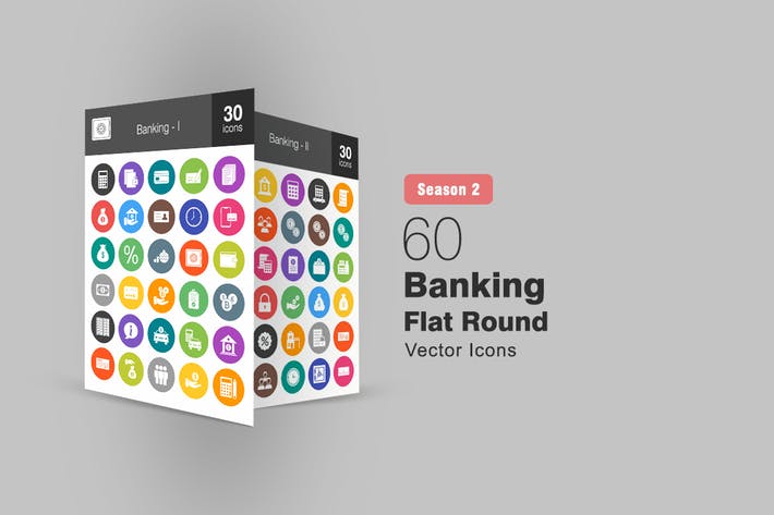 60 Banking Flat Round Icons Season II