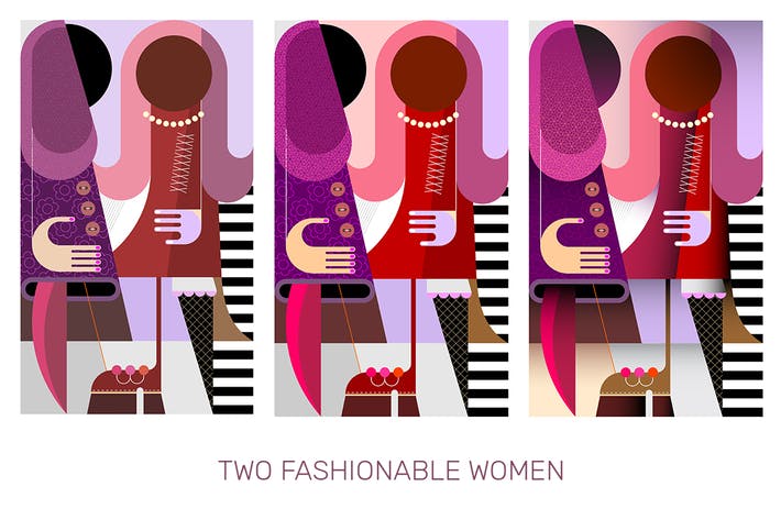 Two Fashionable Women vector illustration
