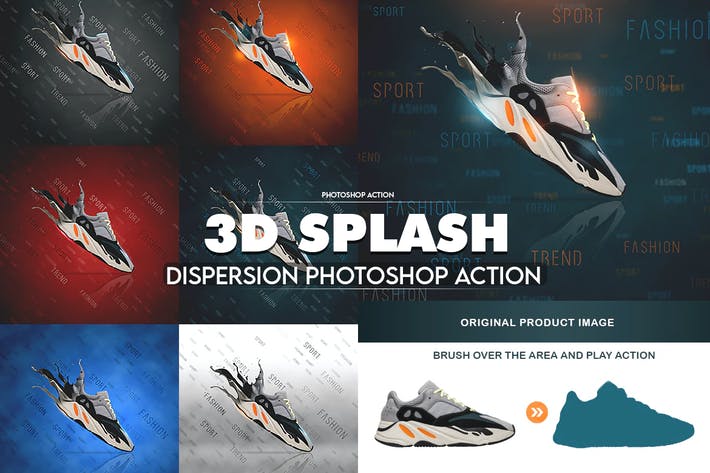 3D Splash Dispersion Photoshop Action