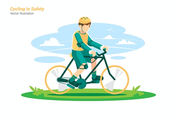 Cycling in Safety - Vector Illustration