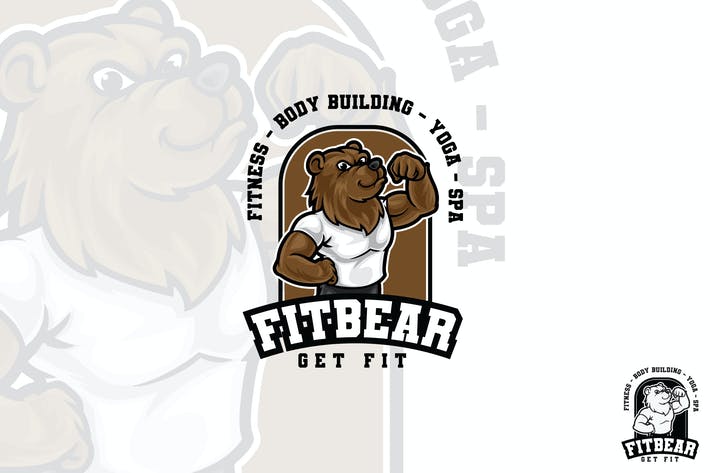 Fit Bear Vector Logo Mascot